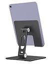 ALASHI Tablet Stand for Desk, Stable Tablet Holder with Heavy and Thickened Metal Base for Large Tablet Device, Multi-Angles Adjustable and Foldable, Universal Supports 4-13.3 Inches Tablet, Black