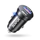ZKAPOR USB C Car Charger, [PD 45W & QC 3.0] USB Cigarette Lighter Socket Fast 12v/24v USB Car Charger Adapter Mini&Metal Compatible with iPhone 15 Pro Max 14 13 Samsung S23/22, Huawei P50, Pixel