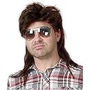 Kaneles Mullet Wigs for Men 70s 80s Costumes Mens Brown Fancy Party Accessory Cosplay Hair Wig