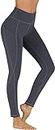 Womens Yoga Gym Workout Leggings Tights Track Pant, Lowers High Waisted Ankle Length Activewear with 2 Side Pockets and one Zip Waist Pocket Stretchable Quick Dry Sports Fitness Pant Grey
