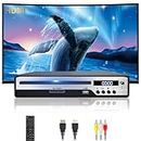 DVD Player with HDMI for TV/PC, All Region HD DVD Players with USB/SD Card/Mic Port, Platinum Compact DVD Player with AV Cable, Support NTSC/PAL System Full HD 1080P with Remote Control, Space-Saving