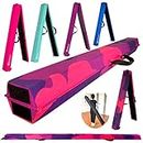 MARFULA 6 FT / 8 FT / 9 FT Folding Gymnastics Beam Foam Balance Floor Beam - Extra Firm - Suede Cover - Anti Slip Bottom with Carry Bag for Kids/Adults Home Use (Pink Purple-Camo, 6 FT)