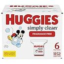 Baby Wipes, Huggies Simply Clean, UNSCENTED, Hypoallergenic, 6 Refill Packs, 1152 Count