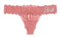 Victoria's Secret Women's Thong Panty in Lace, Rose, Large