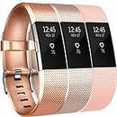 3 Pks Compatible, Band for Fitbit Charge 2 Small Bracelet Straps, Wristbands for Women Men Boys Girls- (Rosegold/Peach/Light Pink)