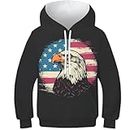 WWJLRLXTO American Eagle 3D Printed Eagle Kids Pullover Hooded Sweatshirt Unisex Fashion For Childrens Age 4-16 13-15Y