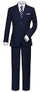 Yuanlu Suits for Kids Ring Bearer Outfit for Boys Tuxedo Toddler Clothing Navy Suits Size 8