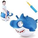 iPlay, iLearn Bouncy Pals Kid Ball Hopper Toy, Toddler Plush Hammer-Head Shark Jump Bouncer, Inflatable Hopping Ball W/Handle, Indoor Outdoor Ride Jumper, Birthday Gift for 3 4 5 Year Old Boy Girl