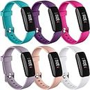 Keponew Compatible with Fitbit Inspire 2 Bands for Women Men, Sport Wristband Replacement for Inspire 2 Strap, Small, 6 Packs, Teal/Plum/Rose Pink/White/Pink Sand/Lavender