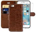 MONASAY iPhone 6s Wallet Case/iPhone 6 Wallet Case,4.7-inch [Glass Screen Protector Included] Flip Folio Leather Cell Phone Cover with Credit Card Holder for Apple iPhone 6/6s,Brown