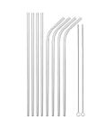Zhart Stainless Steel Reusable Drinking Water Straw Pack of 8 (4 straight & 4 bent) with 2 cleaning Brushes for Home Kitchen Bar Restaurant Picnic school party