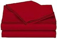 Silver Cotton 100% Egyptian Cotton 3 Piece Universal XL V Berth Fitted Sheet - The Best Boat XL V Berth Bedding Fits mattresses up to 6” Depth 1000 Thread Count, (Red)