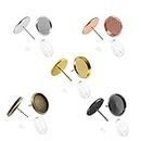 Stud Earring Post Kit 150 PCS Stud Earring Cabochon Settings 50PCS Stainless Steel Blank Stud Earring with 50PCS Glass Dome Cabochons and 50PCS Earring Rubber Backs for DIY Earring Making (5 Colors, 12mm-50PCS)