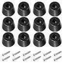uxcell Rubber Feet,12 Set 1.06"x0.63" Cutting Board Feet Non Slip Pads with Stainless Steel Washer and Screws for Kitchen Appliances and Furniture Black