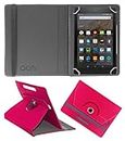 Acm Rotating Leather Flip Case Compatible with Amazon Fire Hd 8 Tablet Cover Stand Dark Pink