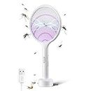 YISSVIC Bug Zapper Racket 4000 Volt Electric Fly Swatter Mosquito Killer Dual Modes with Purple Attractant Light Rechargeable