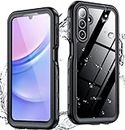 SPIDERCASE for Samsung Galaxy A15 5G Case Waterproof, Full Heavy Duty Protection, Built-in Screen & Camera Protector, Military Shockproof, Dustproof, Anti-Scratched Durable Case 6.5"-Black