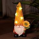 REYISO Sunflower Gnomes with Solar Bee Lights for Gnome Gifts-Garden&Home Decor Gifts for Women, Mom or Birthdays, Solar Garden Gnomes, Yard Art Decor,Spring Gnome Statues for Patio Lawn Outdoor