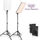 LED Dimmable Dual-Color Temperature Photo Video Light Panel Stand Kit 2PACK
