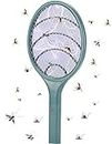 Electronic Fly Swatter Mosquito Killer Bee Bugs Zapper Bat Racket, Pests Insects Control Repellent Fly Racquet with 3-Layer Safety Mesh for Indoor and Outdoor (ArmyGreen)