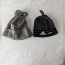 Adidas Accessories | Adidas Knit Hat With Pompom +Adidas Youth Boy Beanie Winter Wear Hat Black. | Color: Black/Gray | Size: Os