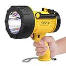 XINXI Rechargeable Spotlight with 1000000 Lumens, 4 Light Modes and USB Charger for Hiking, Boating, Hunting, IP67 Waterproof Handheld Flashlight with red Filter(Yellow)