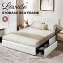 Levede Queen Bed Frame Fabric Tufted Wooden Mattress Base 4 Storage Drawer