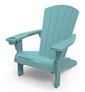 Keter Alpine Adirondack Resin Outdoor Furniture Patio Chairs with Cup Holder-Perfect for Beach, Pool, and Fire Pit Seating, Teal