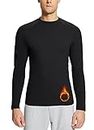 BALEAF Men's Fleece Thermal Running Shirt Winter Workout Tops Moisture Wicking Long Sleeve Shirt Black L