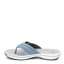Clarks Womens Breeze Sea Sandals Flip-Flops, Blue Blue Grey Synthetic, 7 US