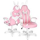 JOYFLY Chaise de Jeu Rose Ergonomique Kawaii Fauteuil Gaming avec Rabbit Ear Chaise de Bureau d'ordinateur Schreibtischstuhl avec Support Lombaire Filles(Rose)