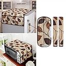 E-Retailer® Exclusive 3-Layered Polyester Combo Set of Appliances Cover (1 Pc. of Fridge Top Cover, 3 Pc Handle Cover and 1 Pc. of Microwave Oven Top Cover) (Color-Brown Leaf, Set Contains-5 Pcs.)