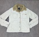 American Eagle Jacket Womens Medium White Corduroy Sherpa Lined Snap Button Up