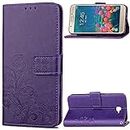 Asdsinfor Galaxy J7 Prime Case Stylish Advanced Wallet Case Credit Cards Slot with Stand for PU Leather Shockproof Flip Magnetic Case for Samsung Galaxy J7 Prime / ON7 2016 / G610 Clover Purple SD