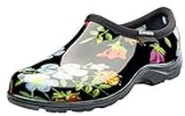 Sloggers Waterproof Garden Shoe for Women – Outdoor Slip-On Rain and Garden Clogs with Premium Comfort Support Insole, Meadow Print Black, 8