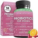 Probiotics for Women with 50 Billion CFU + 20 Strains, Complete Shelf-Stable Womens Probiotic Supplement with Prebiotic and Cranberry to Support Stomach, Digestive System & Vaginal Health, 60 Capsules