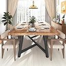 chartustriable 72IN Large Solid Wood Dining Table for 6 8 10 12 People,6FT Waterproof Rectangular Kitchen Furnitures w/Adjustable Metal Leg,Brown Large Desk for Dining Room Farmhouse Office