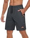 TACVASEN Running Shorts for Men Quick Dry Lightweight Summer Workout Gym Basketball Shorts with 3 Zipper Pockets Gray,36