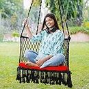 Swingzy Premium Large C-Shape Swing Chair Hanging Hammock Chair for Home, Indoor, Outdoor, Patio, Balcony, Garden/Jhula for Adults/Free Accessories Included-Black (Polyester)