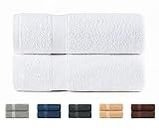 Todocama - Set di 2 asciugamani da bagno grandi, 100% cotone da 550 g/m², extra morbidi, altamente assorbenti e ad asciugatura rapida, 70 x 140 cm, colore bianco