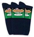 Extra Wide Comfort Fit Athletic Crew (Mid-Calf) Socks for Men and Women, For Wide Feet Pick your size, Do not size up, Navy, X-Large