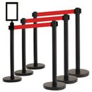 VIP Crowd Control 36" Retractable Belt Queue Safety Stanchion Barrier (6 Post w/78" Red Belt+SF+W Receiver) in Black | 36 H x 78 W x 12 D in | Wayfair