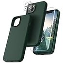 TOCOL [5 in 1] for iPhone 14 Case, with 2 Pack Screen Protector + 2 Pack Camera Lens Protector, Slim Liquid Silicone Phone Case iPhone 6.1 Inch, [Anti-Scratch] [Drop Protection], Alpine Green