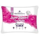 Slumberdown Cosy Nights Super Support Pillows 2 Pack - Firm Support Side Sleeper Pillows for Neck and Shoulder Pain Relief - Supportive, Hypoallergenic, UK Standard Size (48cm x 74cm)