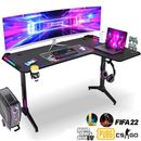 Mesa de juego 160cm escritorio de juego mesa de ordenador con LED RGB para jugador profesional