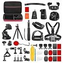 NEEWER 50 in 1 Action Camera Accessory Kit, Compatible with GoPro Hero 12 Hero 11 Hero10 Hero 9 8 7 GoPro Max GoPro Fusion Insta360 X3 X2 DJI Osmo Action 4 3 2 AKASO APEMAN, Red Storage Case Included
