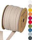 Halbach Seidenbänder Ruban de coton 10 mm x 30 m, ruban de bricolage au mètre, ruban en tissu pour la décoration, ruban tissé, 100% coton, pour bricolage, artisanat, couture, couleur : lin, 24500