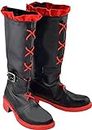 Poetic Walk Ruby Rose Shoes Cosplay Ruby Red Leather Boots Adult Lolita Shoes (US 9.5(European 44), Black)
