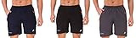TEMPEST Men's Outdoor Quick Dry Lightweight Sports Shorts Zipper Pockets Combo of 3(XL, Pack of 3 : Black/Dark Blue/Dark Grey)