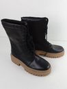 Women's M&S Shoes Black Leather Lace Up Chunky High Boots NWOT F2